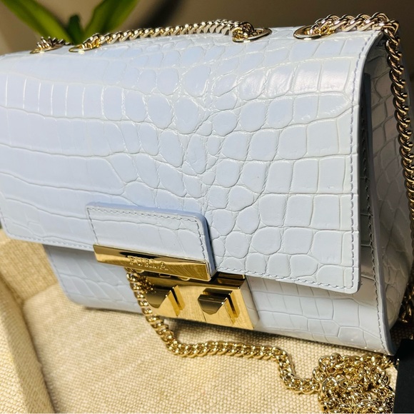 Leather Handbag Furla Bella Shoulder Bag Furla Bella Croc Embossed